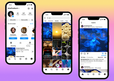 Adding Events to Instagram - Concept Project event instagram ui ux wireframe