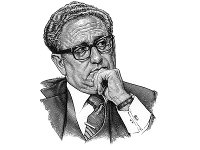 Henry Kissinger black and white henry kissinger line art lineart pen and ink pen ink portrait