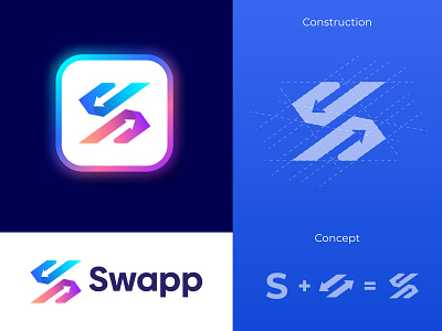 Swapp - Logo design for an Online Money Transfer Company a b c d e f g h i j k l m n arrow arrow head branding creative logo design direction forward go icon illustration letter s logo modern logo money o p q r s t u v w x y z swipe symbol transection transfer