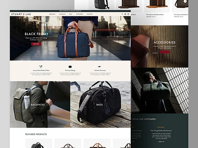 Stuart and lau - Bags Landing Page Website backpacks bags brand branding briefcase clean design flat graphic design home page landing page minimal mockup ui ux web design