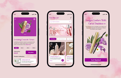 Cosmetic app design 3d animation app design beauty beautyproducts cosmetic app illustration ui uiux