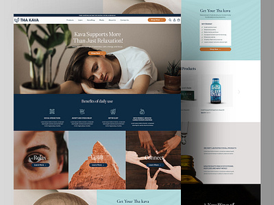 Thakava - Wellness Supplements Landing Page Website brand branding clean design flat graphic design home page landing page minimal mockup stress supplements ui ux web design wellness women