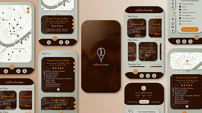 Coffee Hunter Mobile App Design android coffee app design icon design information architecture ios logo mobile app design mobile ux toolbar ui ux design ux writing
