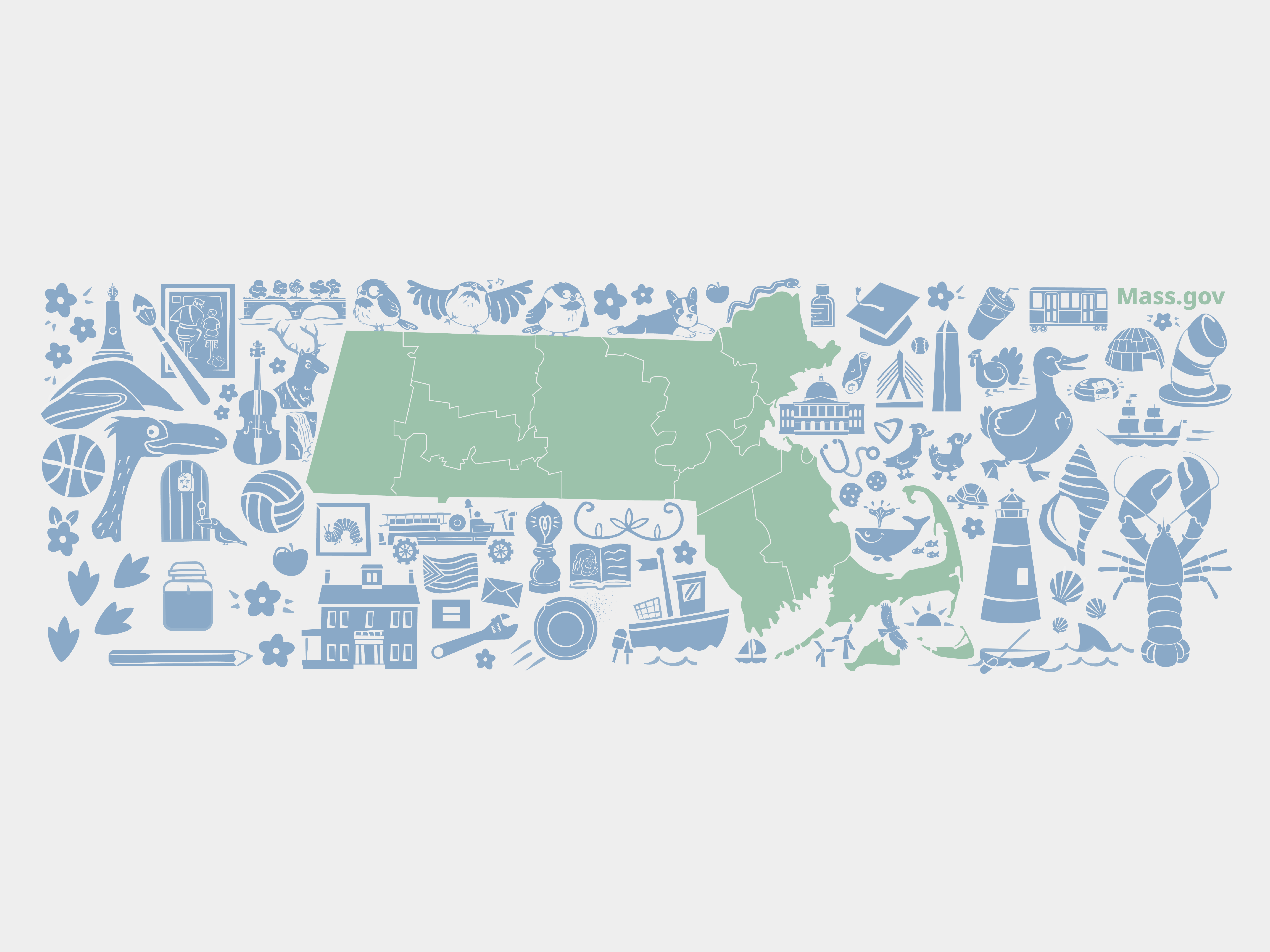 Mass Gov Social Media Banners adobe banners branding character character design design dinosaurs ducklings ducks graphic design illustration illustrator logo massachusetts patterns social media vector