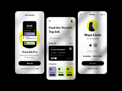 App UI app app development app ui card ui category filter freelancer hiring hiring app job search mobile app mobile ui onboarding product design profile typography ui ui ux user experience ux