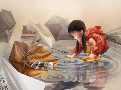 Shengnu: Leftover Women china chinese girl illustration marriage market puddles ripple storm umbrella