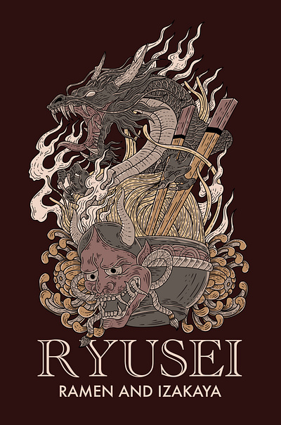 Dragon ramen art artsale branding design graphic design illustration