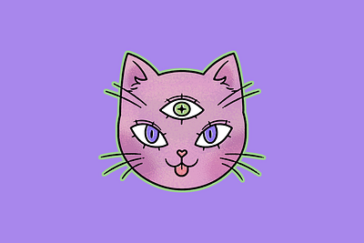 Oracle Cat Sticker adobe illustrator cat cat sticker cute emote graphic design illustration logo mystical oracle sticker tarot witch witchy