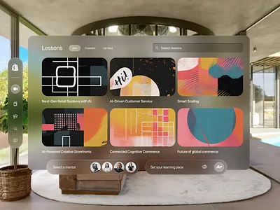 Spatial Concept for Shopify Learn concept design graphic design product shopify spatial ui vision pro