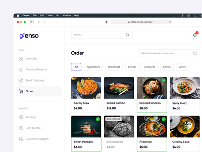 Enso - Order Dashboard branding buy category design finance finance dashboard food hr management money money management order order dashboard ordering overview pos resource searching stock stuff ui