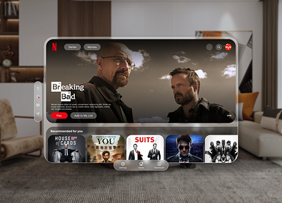 Netflix - Spatial User Interface Concept apple vision figma glass effect interface design spatial design ui