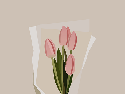 Tulips bouquet flower illustration paint pink tulip ui