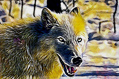 Colorful Arctic wolf animal art illustration nature watercolor wolf