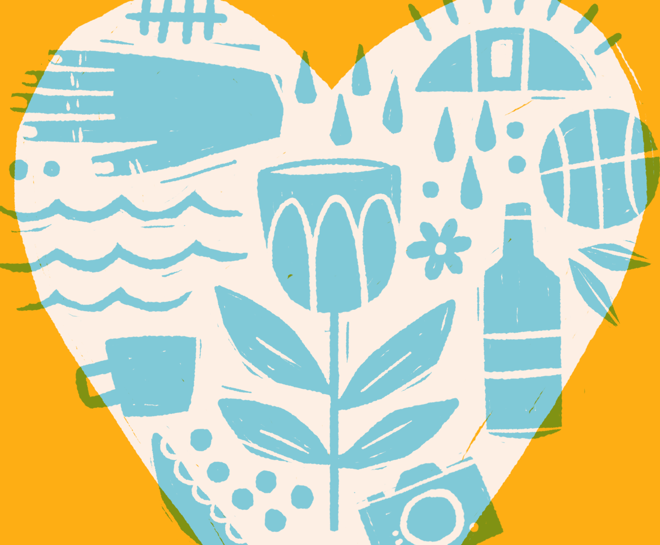 Full hearts 2 colour print illustration linocut love heart illustration overprint illustration photoshop illustration screen print vintage illustration vintage screen print woodblock