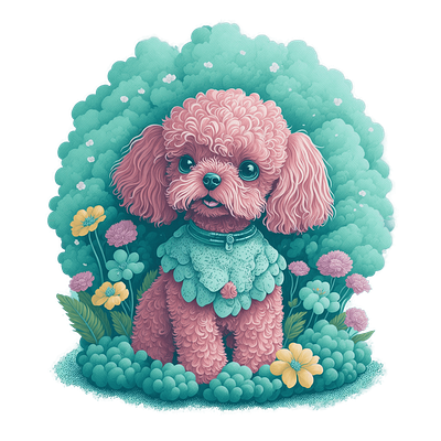 Floral Frolic: Cute Toy Poodle amidst Flower Splash