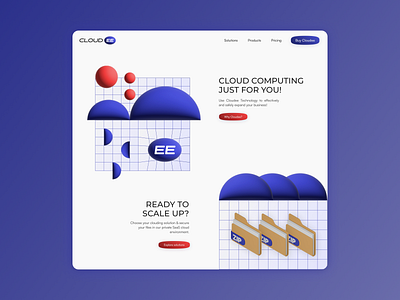 Cloudee 3d branding cloud computing graphic design lightmode modern ui website