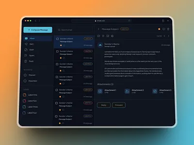 Email Client Dashboard - Dark Mode admin admin email app chat client dark dark mode dashboard email inbox mailing manangement messages messenger minimal navigation saas system ui web app