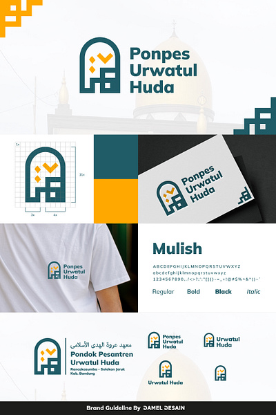 Ponpes Urwatul Huda Logo arabic boarding school branding color palet graphic design islamic logo mockup mosque pesantren quran typography