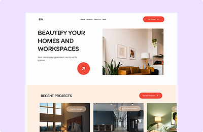 Ella- An Interior Design Website design interior interior design interior design website photography ui visual design web design