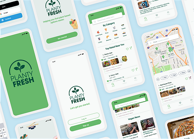 Planty Fresh Case Study figma graphic design logo mobile app prototype restaurant finder ui ux