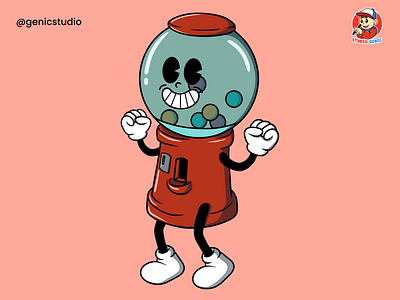 I will create a professional character candy machine retro logo candymachine cartoonlogo genicstudio
