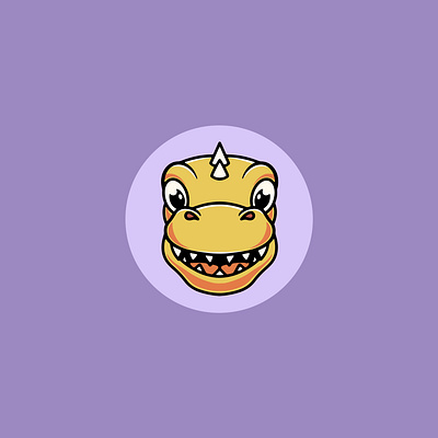 Cute Baby T-rex Head Smiling Illustration apex predator icon kawaii ui