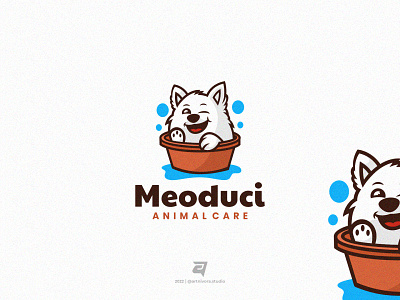 Meoduci cartoon design dog dog logo graphic design illustration logo modern ui vector