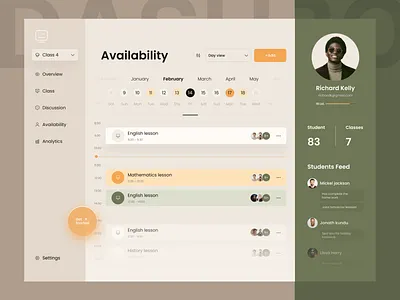 Teacher's schedule Dashboard UI design admin admindashbaord adminuidesign appui dashbaordhome dashboard design landing page design landingpage minimal modern design teacherdashboard ui uidesign userpaneldashboard ux webappdesign webdesign website