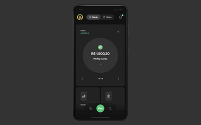 Concept Banking App Dark Mode bank circle clean inspiration minimalist mobile modernist ui