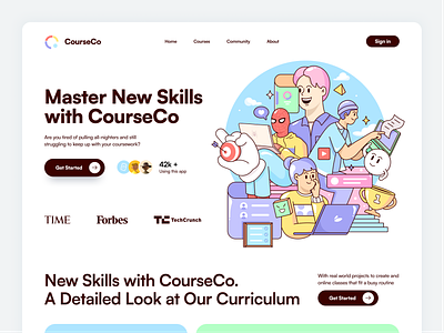 Courseco - Online Education Website course e learning education education platform header illustration online course skill studying ui vector web design