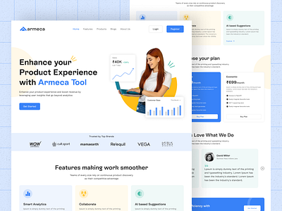 Armeca Co. - SaaS Company Landing Page UI/UX design figma landing page saas landing page design saas ui design saas website design ui ui design ui ux ui ux design user experience design user interface web design website design