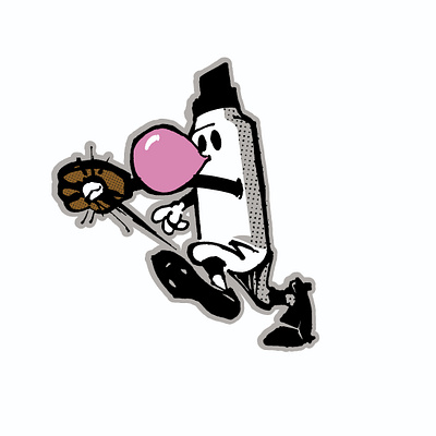 Marker Mascot baseball chisel tip illustration logo marker mascot retro