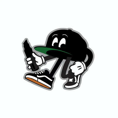 Hat Mascot baseball chisel tip illustration logo marker mascot retro vintage
