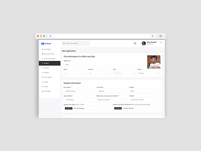 School Admission Form UI admission admission form dashboard landing page school form ui ui design uiux website