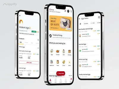 UI Design of Poultry Products Delivery App - Applify app app design app screens applications applify branding design illustration mobile app mobile app design mockups portfolio apps ui ui design user interface ux design