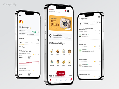 UI Design of Poultry Products Delivery App - Applify app app design app screens applications applify branding design illustration mobile app mobile app design mockups portfolio apps ui ui design user interface ux design