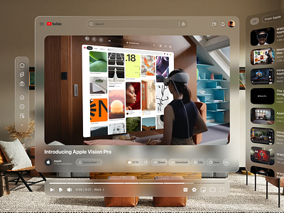 Youtube on apple vision OS by Behnam Vahani on Dribbble