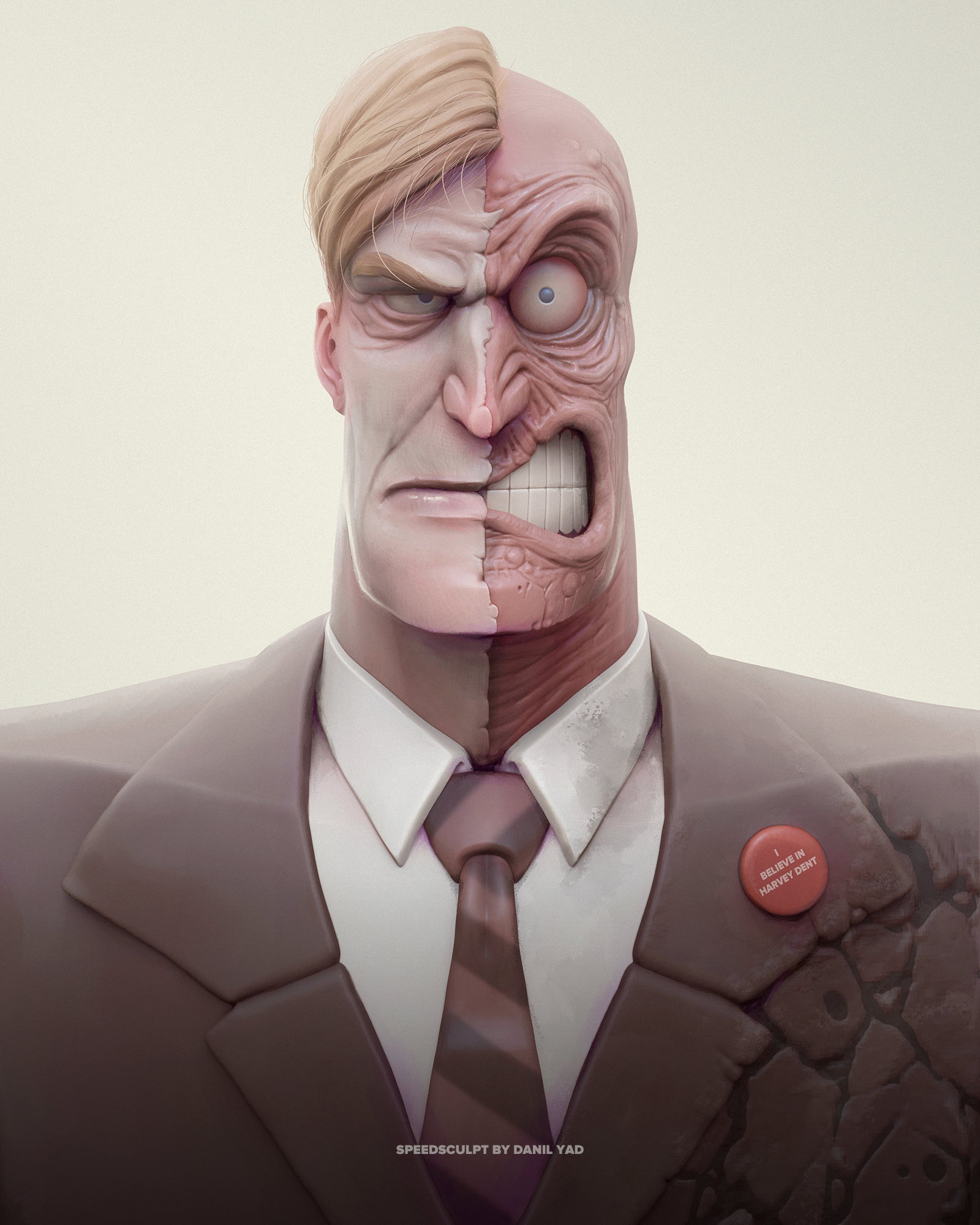 “I believe in Harvey Dent!” 3d art toys artwork batman concept art danil yad dc comic design fan art harvey dent illustration models render sculpt speedsculpt zbrush