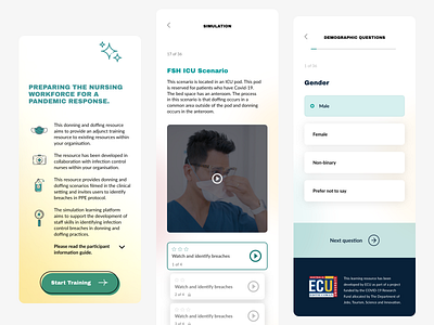 ECU - eLearning australia covid elearning government medical mobile nursing pandemic ppe ui ui design university ux design uxui web app