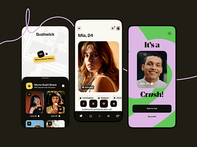 New Happn App - Main screens app crush dating happn ios map profile ui ux