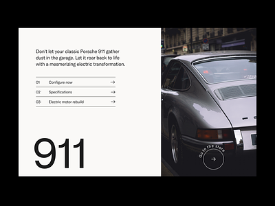 911 branding car clean design header minimal typography ui ux web