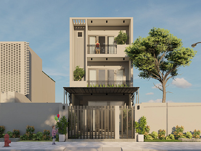 Front Elevation Design of a Modern House 3d 3d architectural rendering 3d modeling 3d rendering architectural house rendering front elevation design