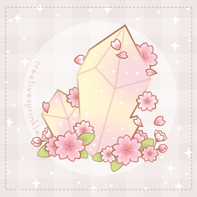 Magical Sakura Cherry Blossoms Floral Crystal crystal gradients sparkles yellow
