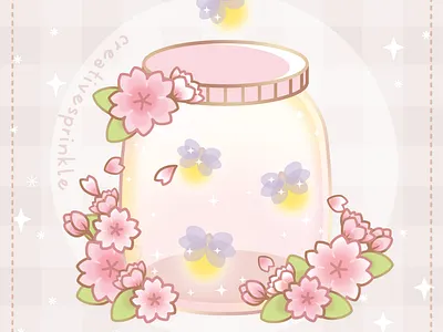 Magical Sakura Cherry Blossoms Floral Jar bottle firefly gradients jar