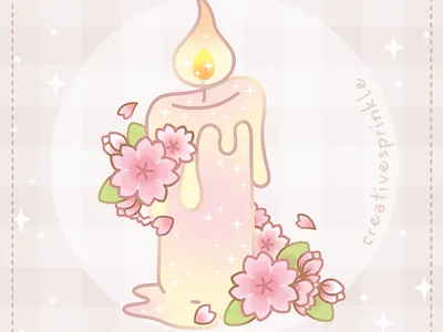 Magical Sakura Cherry Blossoms Floral Candle candle flame gradients wax