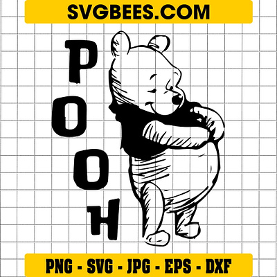 Winnie The Pooh SVG Black and White svgbees