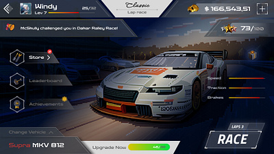 Racing Game UI 3d animation branding graphic design logo motion graphics ui