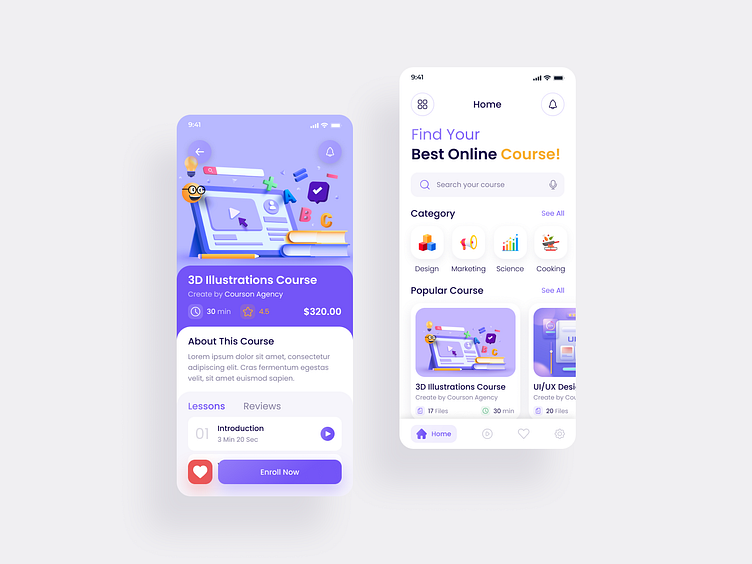 Courses Mobile App by Clayde on Dribbble