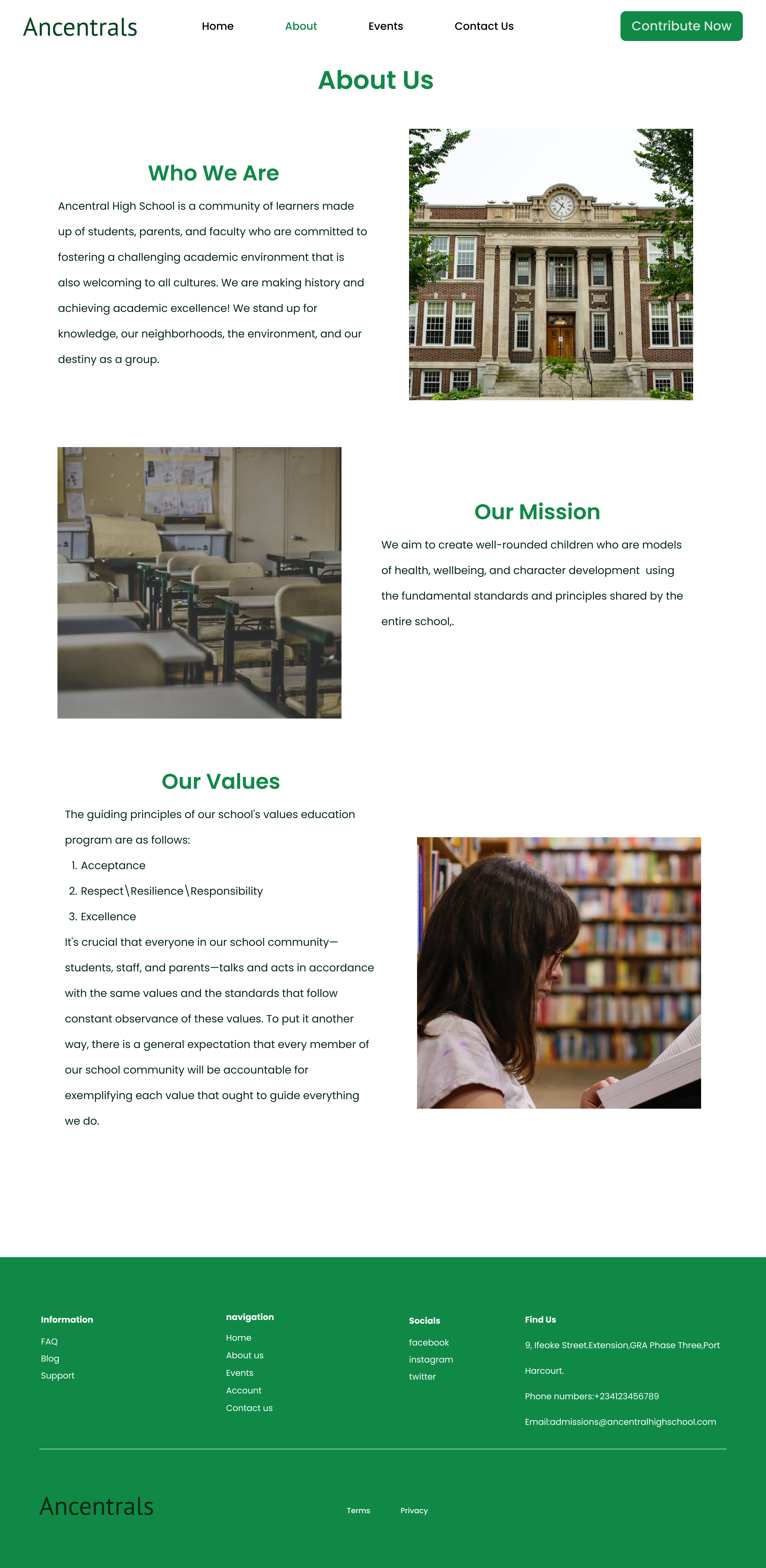 'About Us' Page For A School Website By Pelumi Olusanmi On Dribbble