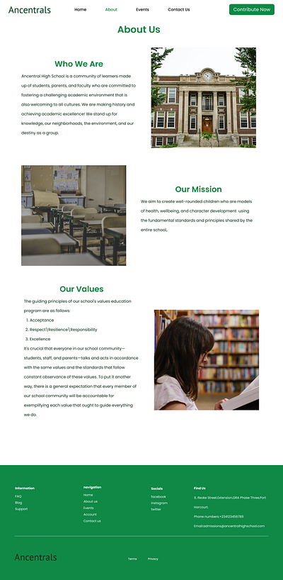'About us' page for a school website about about us design ecommerce graphic design interhouse sport school ui ux web app web design website